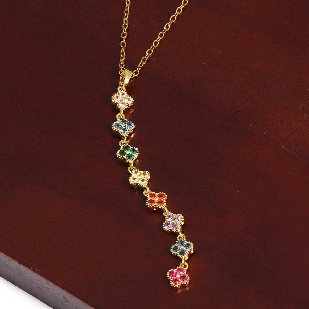

Fashion Colorful Tiny Flowers Necklace Gold Silver Color Stainless Steel Zircon Choker Necklace for Women Pendant Jewelry Gifts