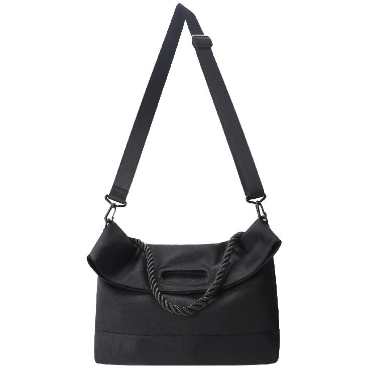 

Нейлоновая сумка кроссбоди для женщин 2025 Новая мода Широкий плечевой ремень Большая вместимость Сумка-мессенджер для поездок Текстурированная спортивная сумка для спортзала чёрный