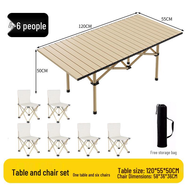 Outdoor Portable Folding Table & Chairs Set - Lightweight Roll-Up Table with Camping Seats