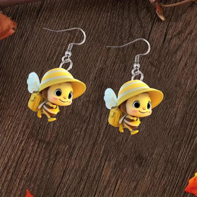 

Креативные серьги в виде мультяшных пчел жёлтый
