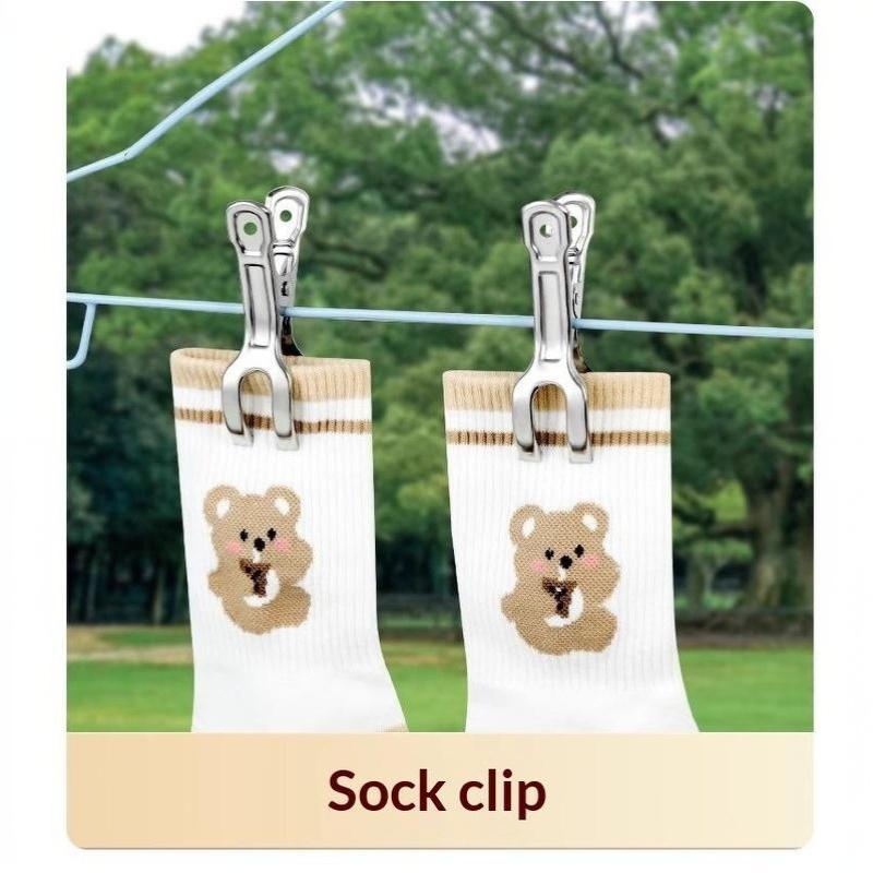 5Pcs Non-Slip Windproof Stainless Steel Laundry Clips Durable for Socks Towels Home Bathroom Balcony Use