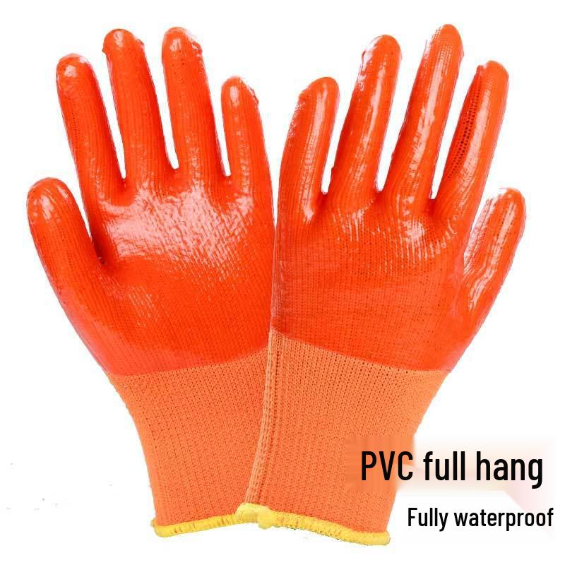 Fleece-Lined Waterproof Winter Work Gloves - Rubberized, Wear-Resistant, Men’s Labor Protection.