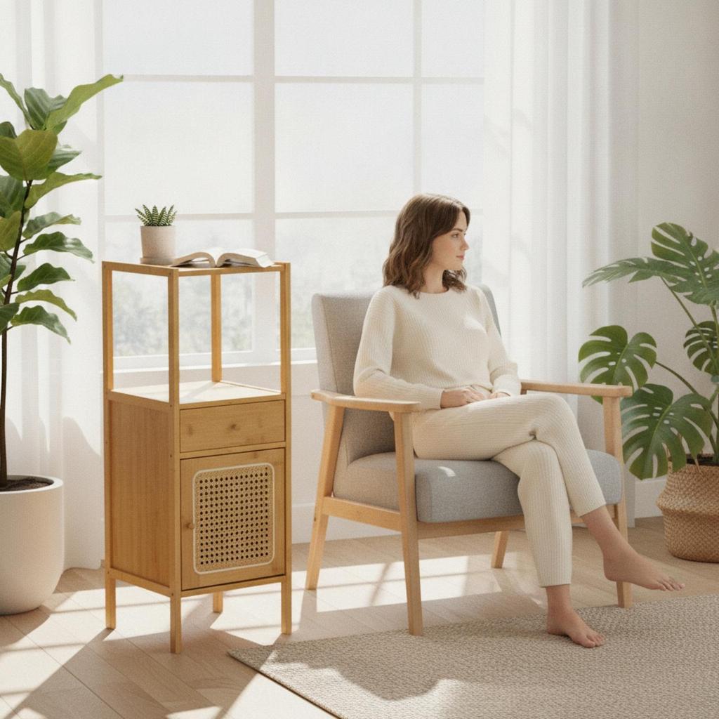 Plant Stand with Cabinet Compact Storage Drawer areaSaving