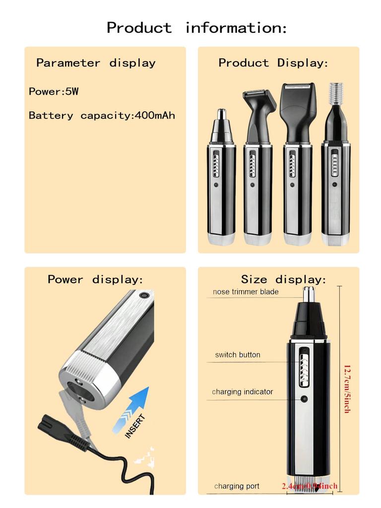 Xiaomi 2026 Electric4 in 1 Waterproof Epilator Nose Hair Removal Bikini Eyebrow Beard Clipper Grooming Groomer Kit Rechargeable