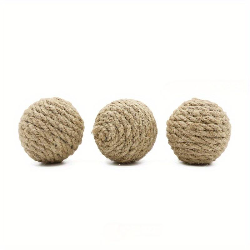 3pcs natural hemp ball box and chasing toy indoor cat products handmade cat ball, pet hemp rope ba