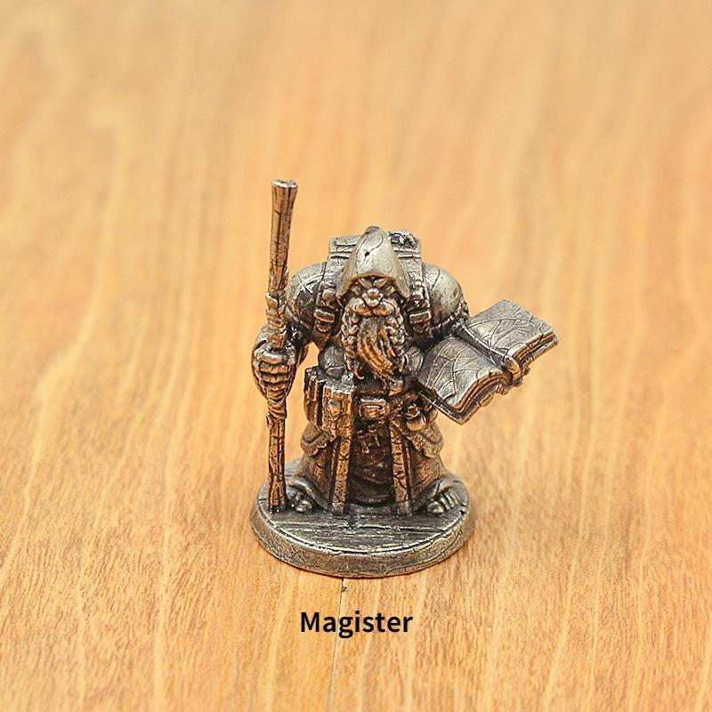 Vintage Dwarf Mage Soldier Model Handmade Toy Table Game Chess Car Carrying Copper Decoration Gift for Boys