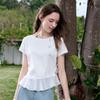 Betu Women's Irregular Pleated Slim Fit T-shirt