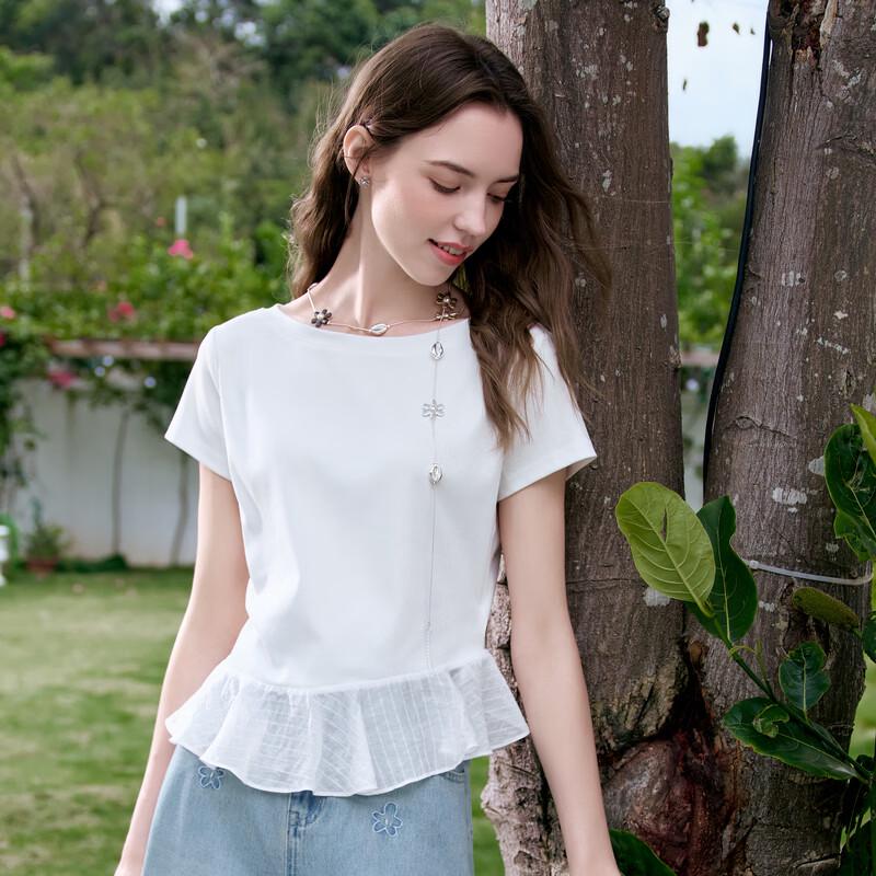 Betu Women's Irregular Pleated Slim Fit T-shirt