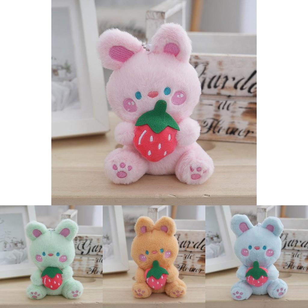 Adorable Cute Plush White Rabbit Keychain Creative Fruit Bunny Plush Toy For Girls