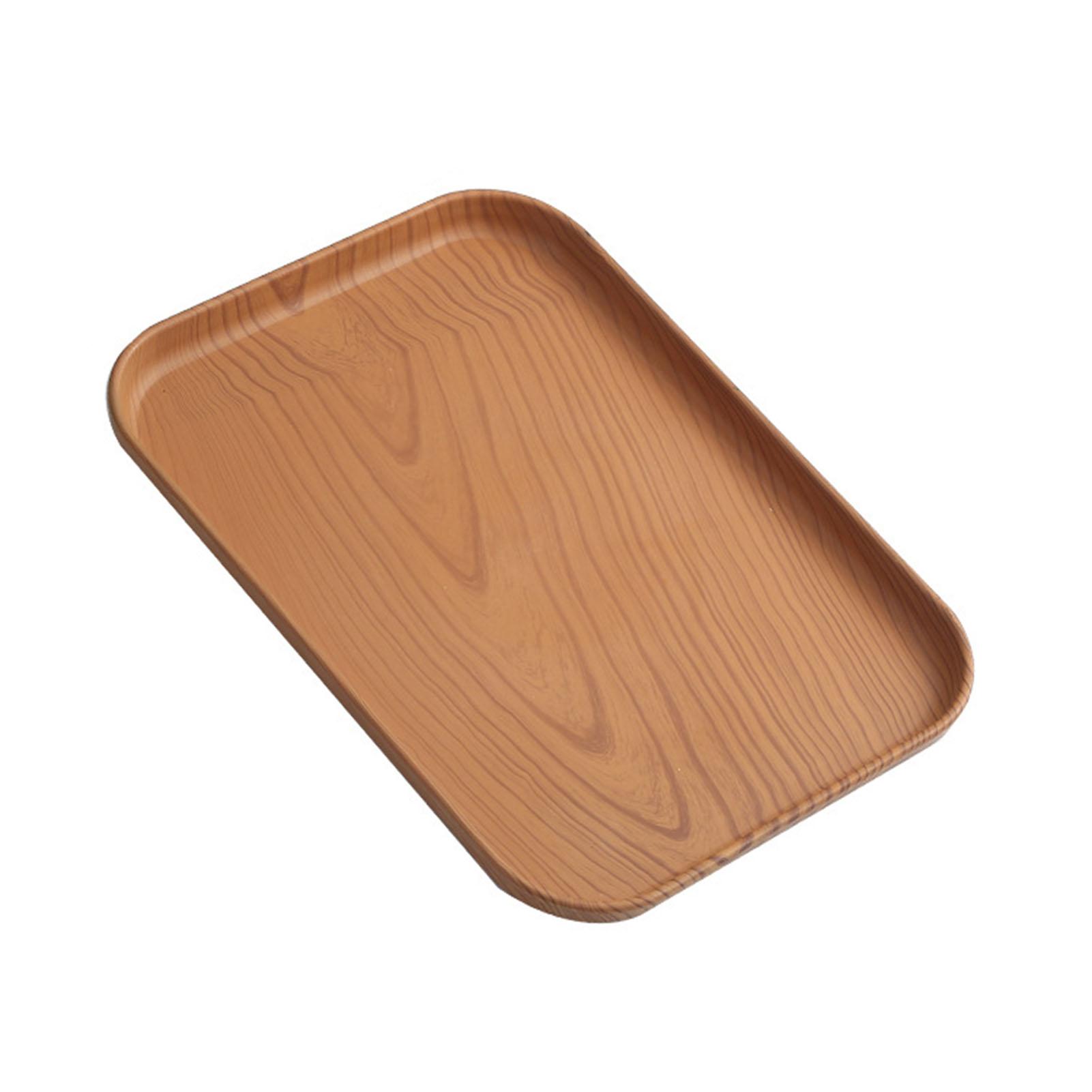 Serving Platters Tray,Wood Grain Serving Dishes,Plastic Square Tray,Japanese-Style Household Tea Cup Tray,For Restaurant