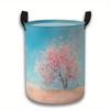 1pc Sakura Tree Laundry Basket - Pink Dirt Basket with Sturdy Handle, Multi-Size Decorative Storage Suitable for for Bathrooms, Bedrooms, Laundry Room