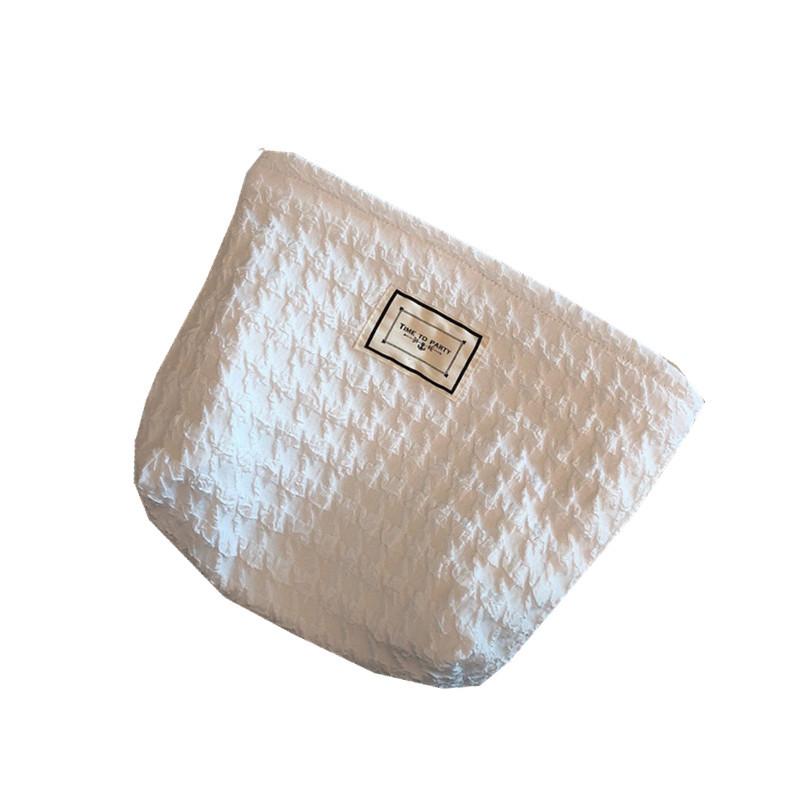 

Bag Makeup Simple Large Capacity Storage Bag Nylon Grid Pattern Cotton Lining білий