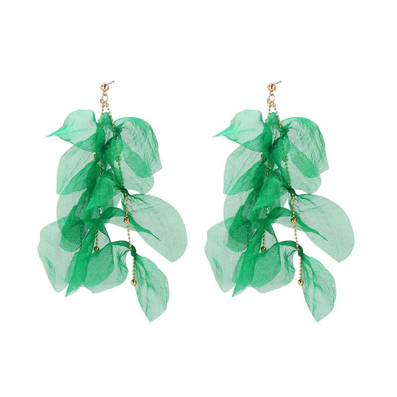 Less Heart Temperament Fringed Fabric Earrings, Handmade Niche Long Fairy Earrings