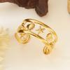 Stainless Steel Vintage Exaggerated Wide Cuff Bangle for Women Gold Color Starfish Shell Geometric Bracelet Beach Party Jewelry