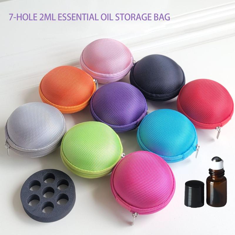 Essential Oil Box 7 Slots 2ML Essential Oil Case Perfume Oil Bag Travel Organizer Perfume Hanging Carrying Holder Storage Bag