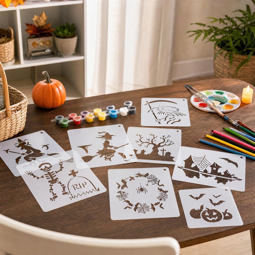 Halloween Painting Stencils for Crafts Pumpkin Witch DIY Templates
