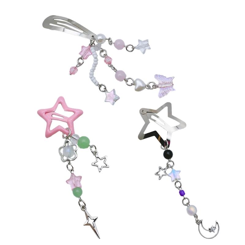 Fashion Hair Clips Y2K Style Star Butterfly Moon Tassels Hairpin Sweet Cool Hair Barrettes Hair Accessories Jewelry