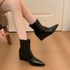 Wind Skinny Boots Wedge Heel Short Boots Skinny Boots Pointed High Heel Retro Temperament Women