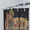 Vintage Hollywood Cityscape Shower Curtain Abstract Film Noir Theater Backdrop Washable Decor