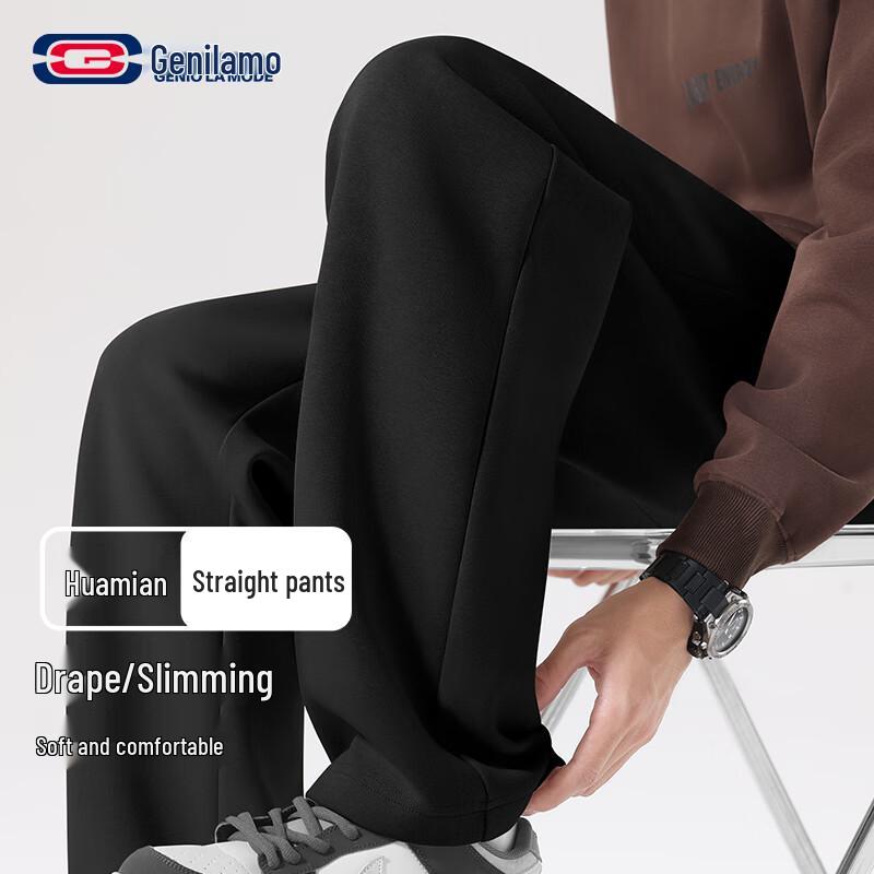 

GENIOLAMODE Men s Loose Straight-Fit Casual Trousers 2XL