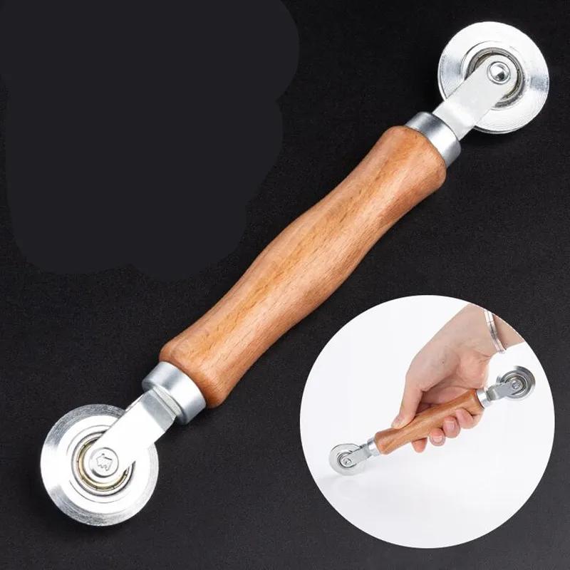 Mâner din lemn și roți de oțel Instrument de rulare pentru instalarea ferestrei duble Rolă canelară de mână Ușă de ecran durabilă de uz casnic