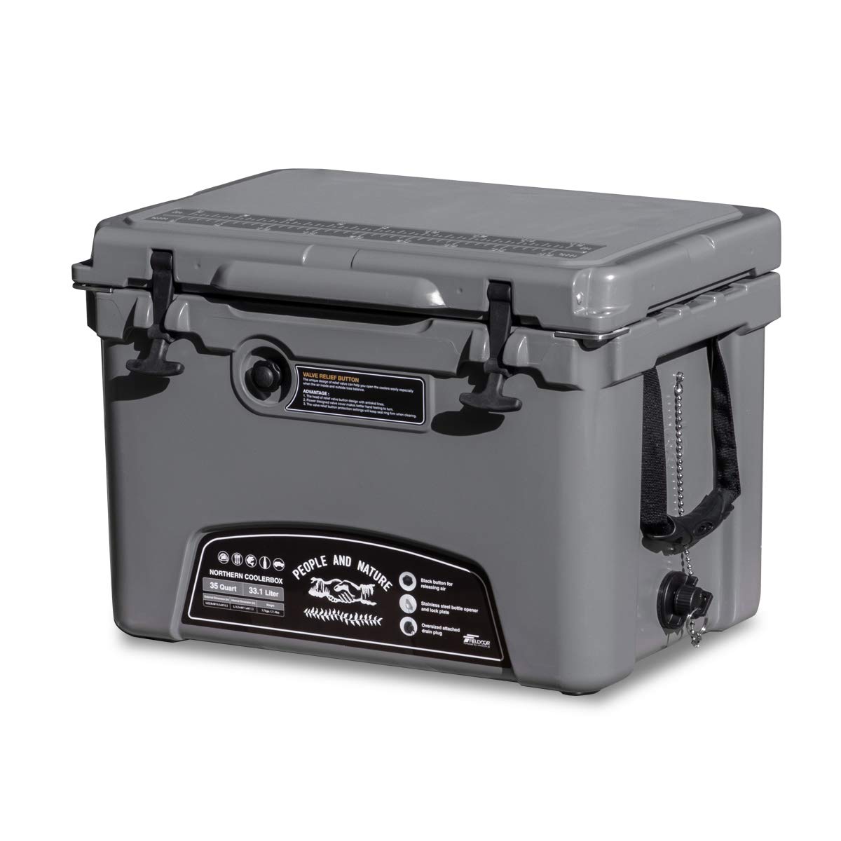 

FIELDOOR Northern Cooler Box Charcoal Long Time Cold Disaster [Емкость 33,1 л / Серый] Герметичный, Хранение, Кемпинг, Барбекю, Рыбалка, Отдых,