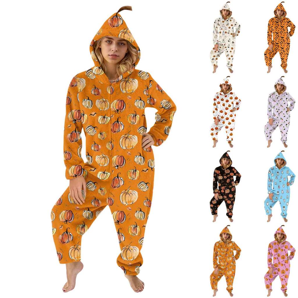 Women's Halloween Flannel Loungewear Jumpsuit