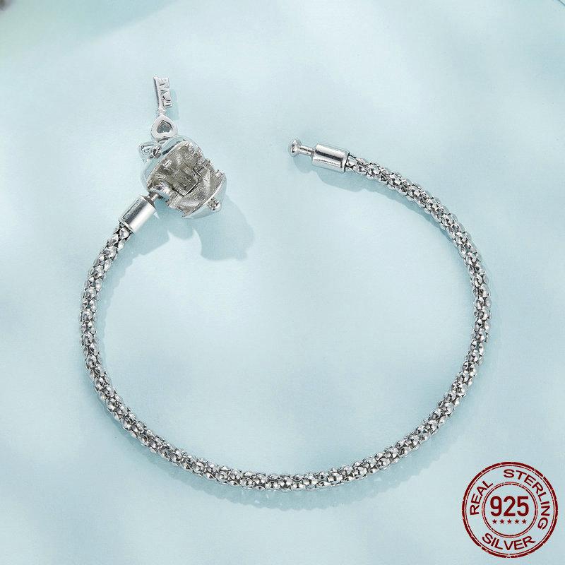 New S925 Silver Heart Lock Key Basic Bracelet Niche Versatile Gift Bracelet Jewelry for Girlfriend