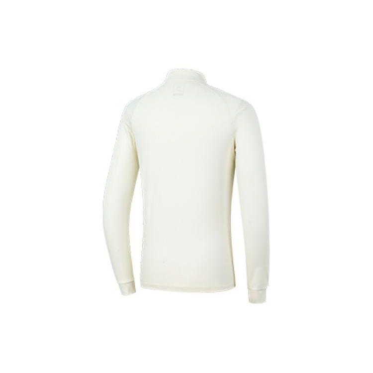 Anta Solid Color Polo Neck Half Zip Long Sleeve Fitness Shirt Men tops White 152240405-1