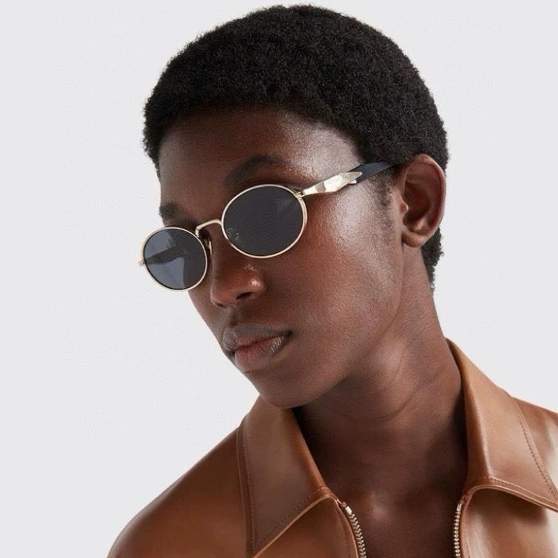 Metal Edge Retro Oval Sunglasses Women'S Advanced Sense Uv Protection Photo Sunglasses