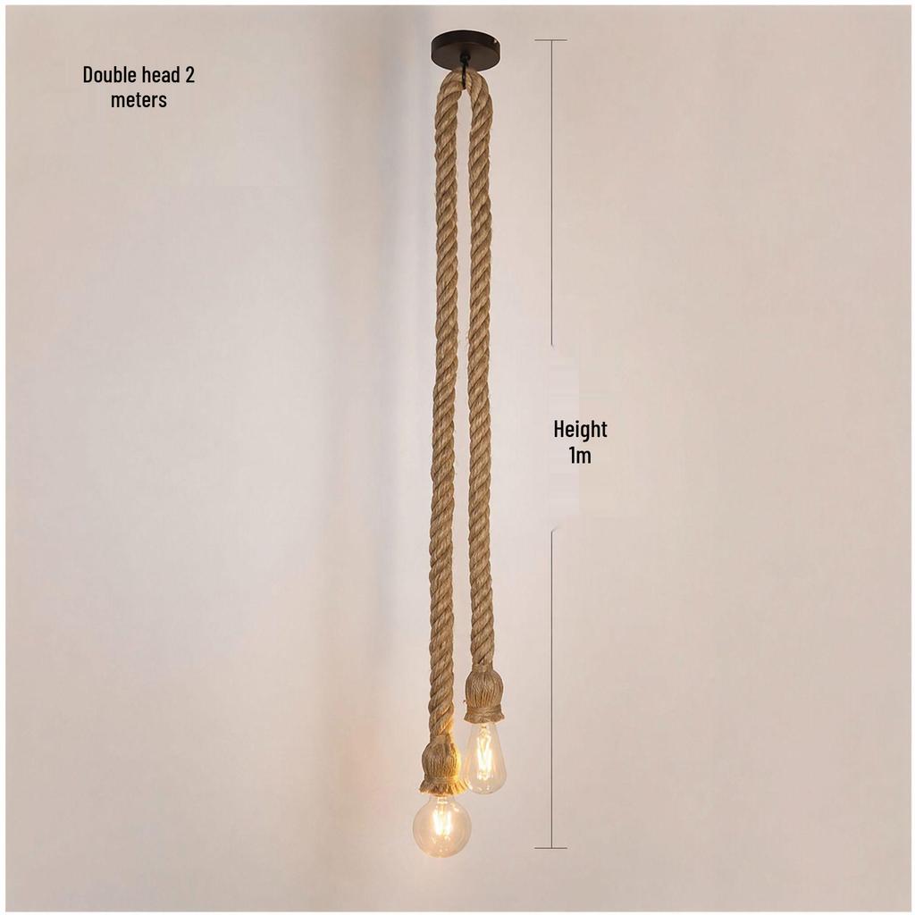American Retro Hemp Rope Pendant Lamp for Restaurants, Hotels, Shops, and Bars