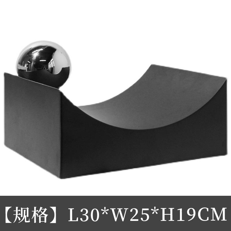 Geometric Arc and Spherical Ornaments Black Base Alloy Gold Spherical Decoration Accessories Modern Art Aesthetic Decoration