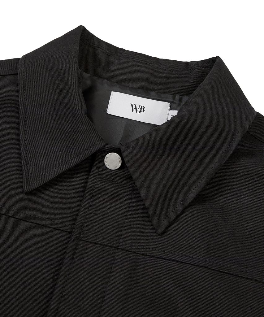 West Grand Boulevard Hidden Button Soft Cotton Trucker Jacket Black