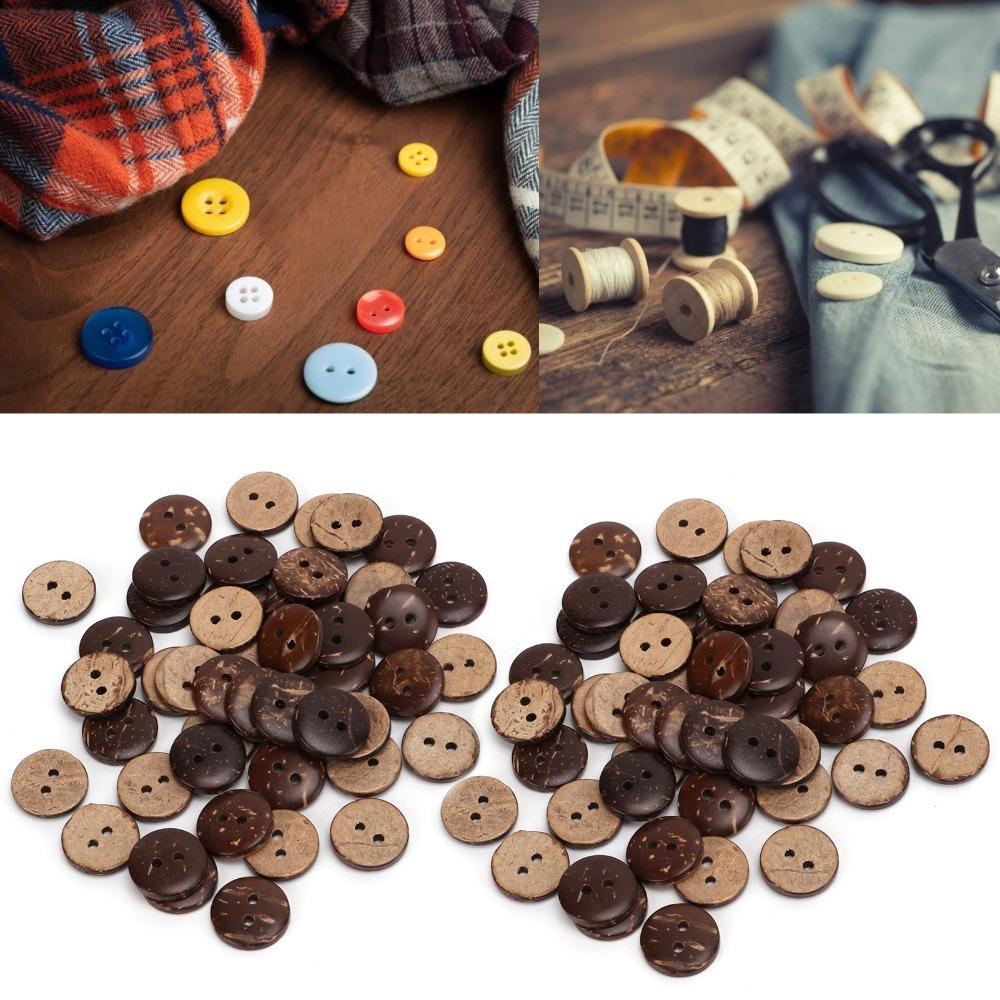 200pcs 2 Holes Coconut Shell Buttons Coconut Sewing Buttons Wooden Buttons Crochet Projects