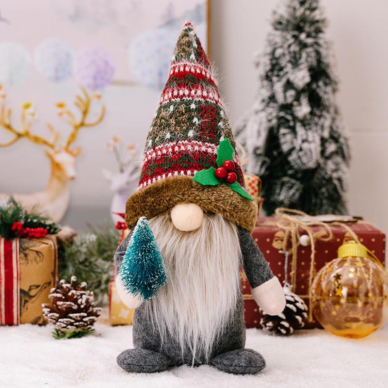 Rustic Charming Gnome Doll For Cozy Christmas Home Decor With Decorative Holiday Tree