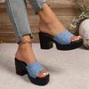Sommer Damen Sandalen Zehenfrei Dicke Plateausandalen Zehensandalen Outdoor Klobiger Absatz Mode Minimalistisch High Heels Schuhe Damen