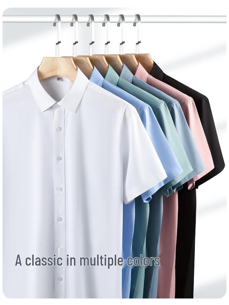 **Men's Summer Modal Stretch Non-Iron Short Sleeve Shirt | Casual Business Comfort**