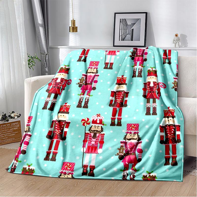 Kreslený Louskáček Vánoční strom Měkká Plyšová Deka, Flanelová Deka Přehoz na Obývací Pokoj Ložnici Postel Pohovku Piknik Děti