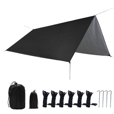 10 X 10 PIEDS Tonnelle Voile Imperméable Protection Pluie Pare-Soleil Résistant aux UV Robuste Sable Pare-Soleil Avec Piquets Corde Sac de Rangement Pour