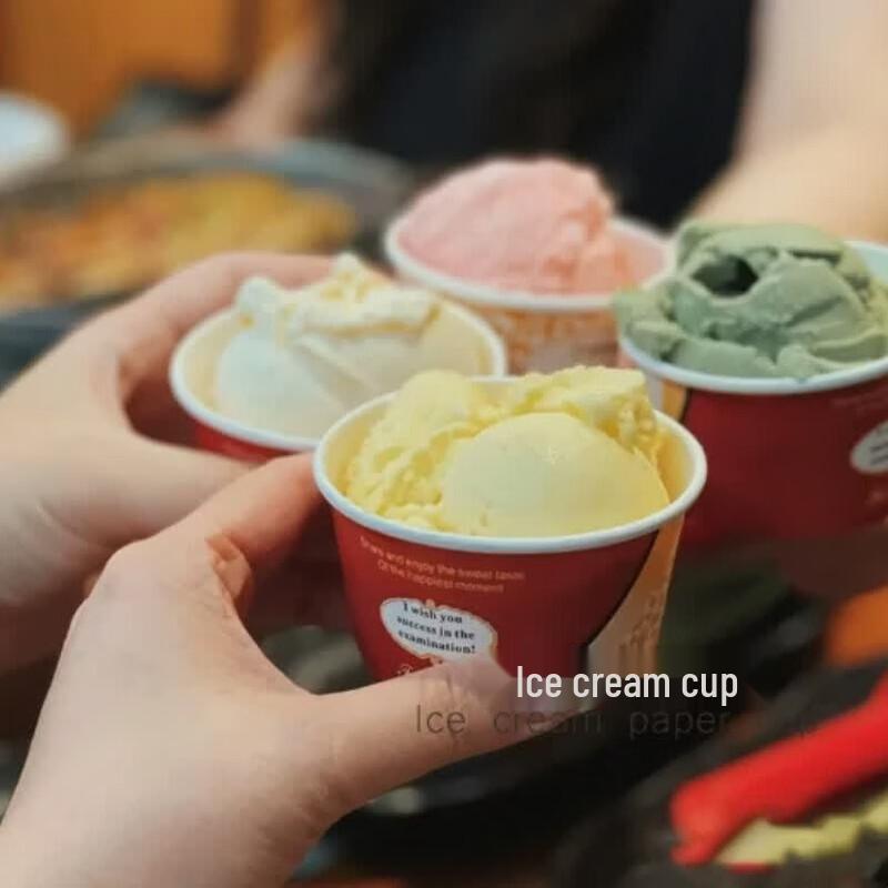 SIVIR Einweg-Eisbecher aus Papier mit Kuppeldeckeln