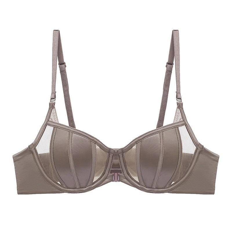 

Летний сексуальный бюстгальтер для большой груди, нижнее белье для маленькой груди, женский тонкий летний французский бюстгальтер-получашка с пуш-апом, застежка спереди, с ушками кролика, с покрытием 85C кофейный