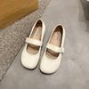 Fashion temperament round head versatile flat bottom shallow mouth single shoes women's 2025 new spring and autumn soft sole Velcro Mary Jane shoes