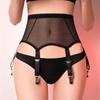 Cinta-liga de Cintura Alta Ajustável com 6 Tiras e Presilhas Metálicas Lingerie Sexy Cinta-liga Vintage Roupa Íntima Feminina para Pole Dance