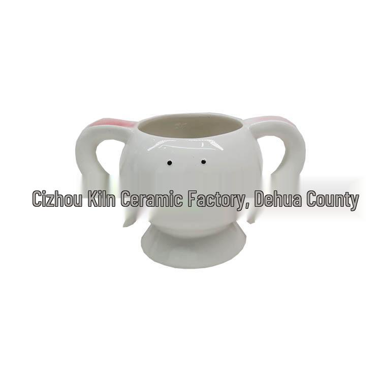 Easter Bunny Ceramic Collection: Modern Basket, Cup, Jar, Plate, and Radish Bowl Home Decor.