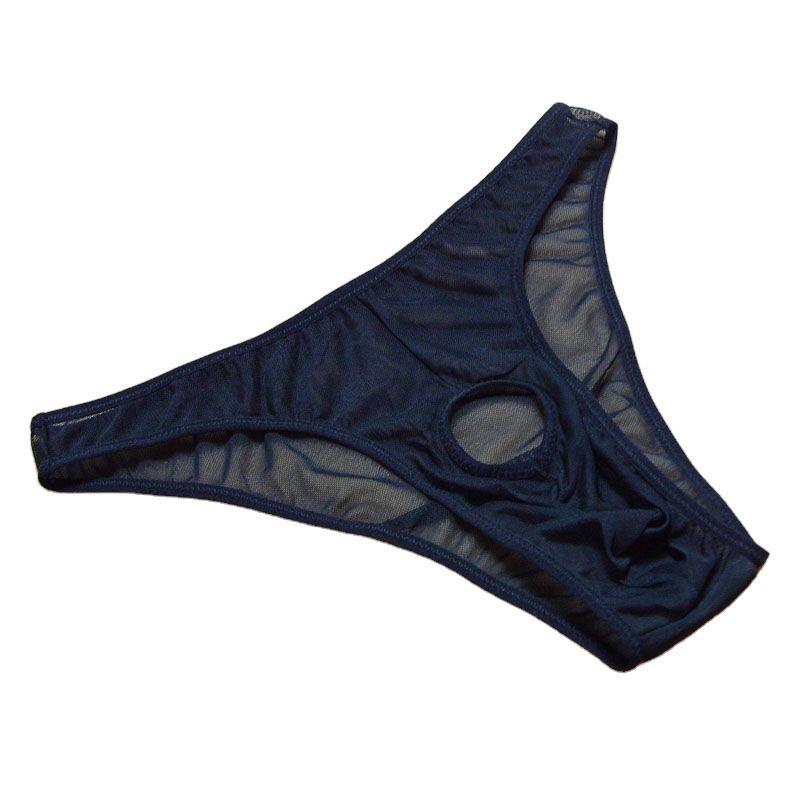 Men's Sexy See-Through Mesh Underwear: High Elasticity JJ Triangle Thong and T-Pants