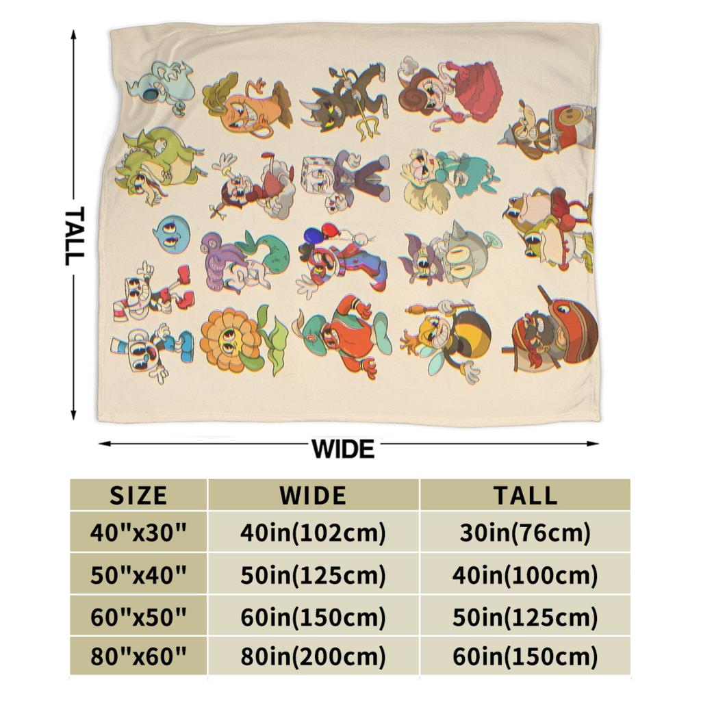 Cupheads & Mugmans Blanket Cartoon Soft Warm Print Plush Bedding Throws For Students Couch Bed Flannel Bedspread Bed Cover