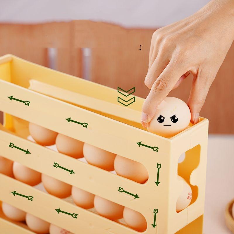 Automatic Roll-out Egg Storage Device Household Refrigerator Storage Box Egg Box Can Hold 30 Eggs High Quality Egg Rack Kitchen