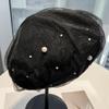 Lady Ballet Beret Hat With Pearl Mesh Embellishment For Casual Summer And Spring Wear
