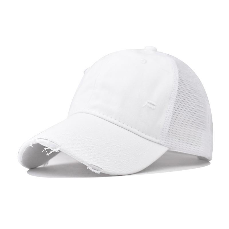 

12-Color Cotton Ripped Baseball Cap Outdoor Versatile Personalized Solid Color Mesh Cap Adjustable