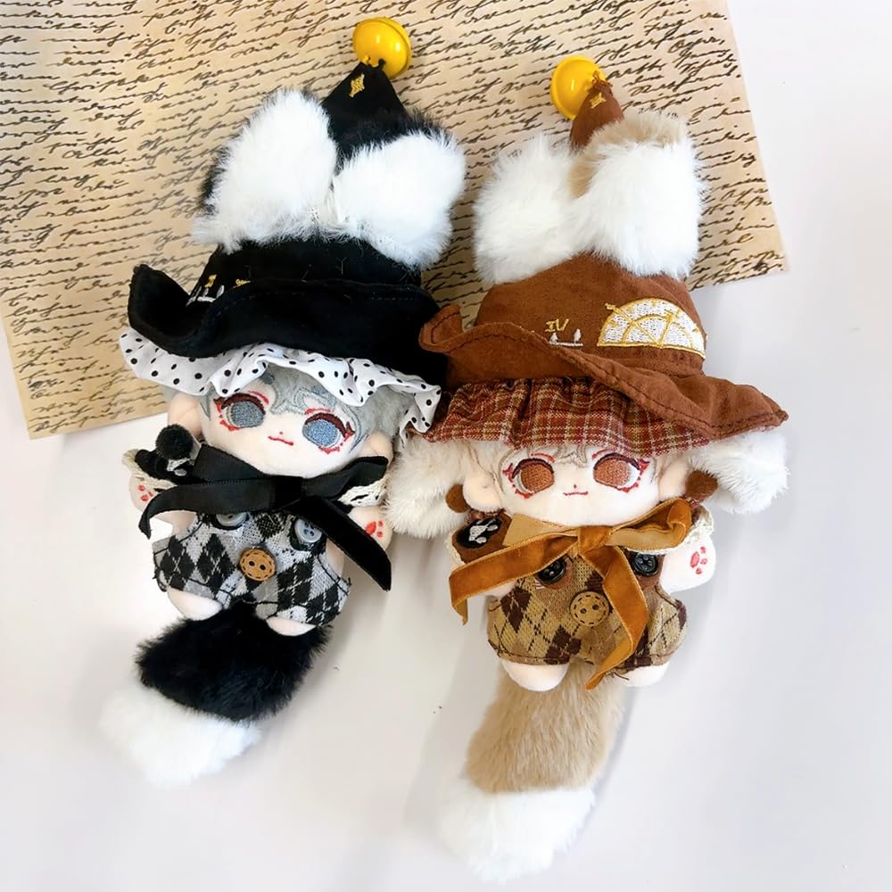 Wizard Plush Clothes [Hat, Tail, Overalls, and Collar Set] for 10cm, Brown, Plush Clothes, Kigurumi Accessories, Otaku Activities, Doll, Mascot,